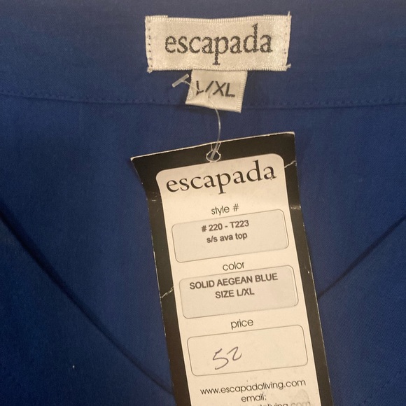 NWT Escapada Solid Aegean Blue s/s Ava Top in L/XL - Picture 7 of 7